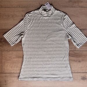 NWT Banana Republic Striped Half Sleeve Ribbed Top S Minimalist Everyday